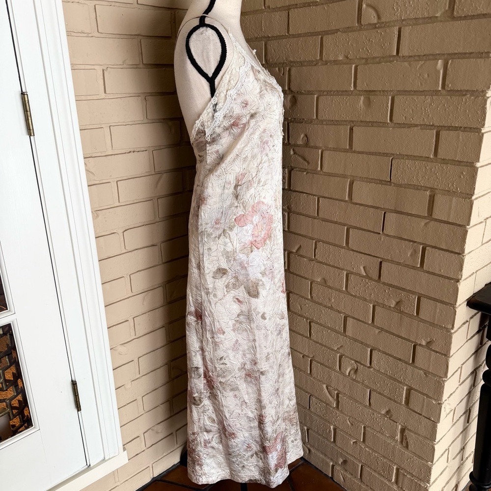 Vintage 1980s Nightgown Chemise Slip Dress Floral Lace Satin Going Out Large L - Picture 3 of 9